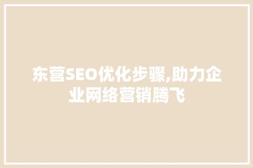 东营SEO优化步骤,助力企业网络营销腾飞