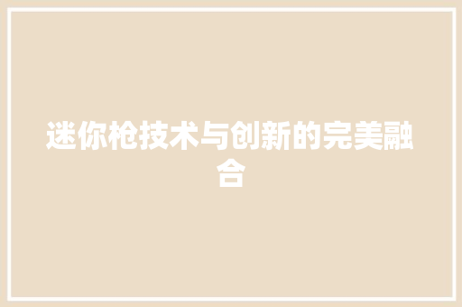 迷你枪技术与创新的完美融合