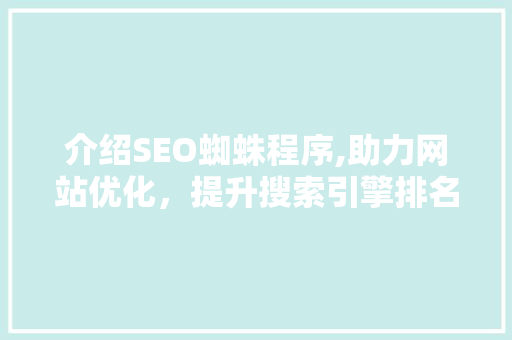 介绍SEO蜘蛛程序,助力网站优化，提升搜索引擎排名