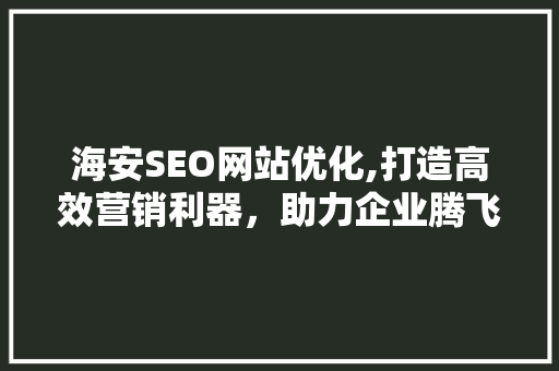 海安SEO网站优化,打造高效营销利器，助力企业腾飞