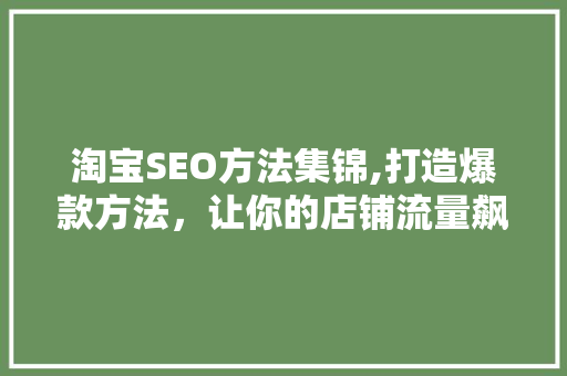 淘宝SEO方法集锦,打造爆款方法，让你的店铺流量飙升！  第1张