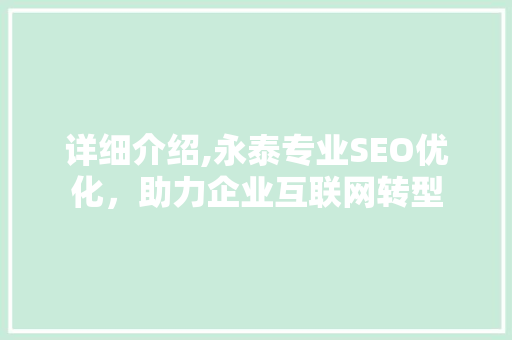 详细介绍,永泰专业SEO优化，助力企业互联网转型