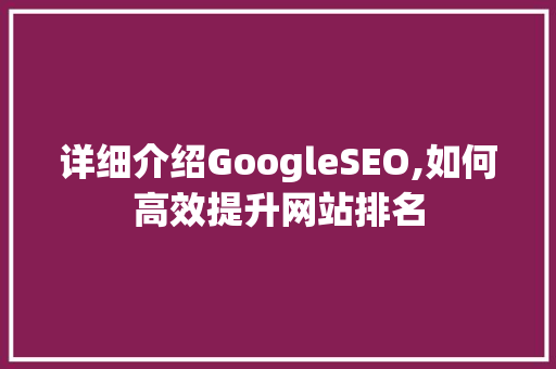 详细介绍GoogleSEO,如何高效提升网站排名