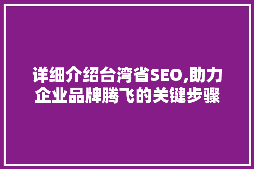 详细介绍台湾省SEO,助力企业品牌腾飞的关键步骤  第1张