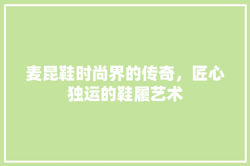 麦昆鞋时尚界的传奇，匠心独运的鞋履艺术