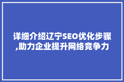 详细介绍辽宁SEO优化步骤,助力企业提升网络竞争力