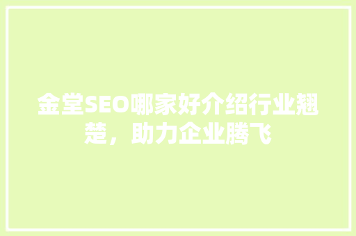 金堂SEO哪家好介绍行业翘楚，助力企业腾飞