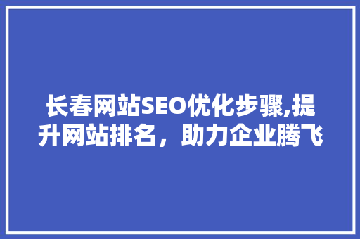 长春网站SEO优化步骤,提升网站排名，助力企业腾飞