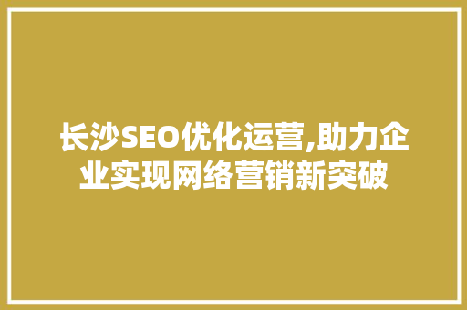 长沙SEO优化运营,助力企业实现网络营销新突破