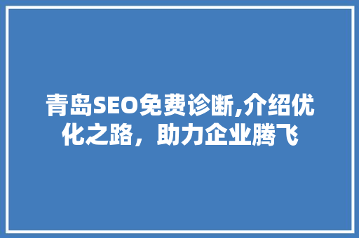 青岛SEO免费诊断,介绍优化之路，助力企业腾飞  第1张