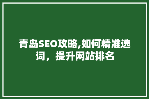 青岛SEO攻略,如何精准选词，提升网站排名