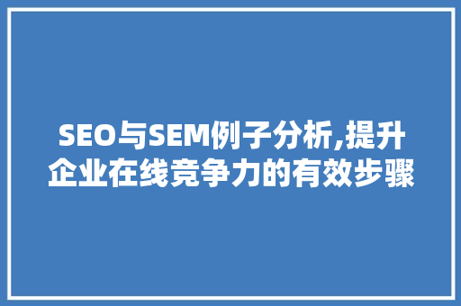 SEO与SEM例子分析,提升企业在线竞争力的有效步骤  第1张
