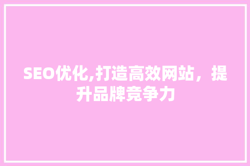 SEO优化,打造高效网站，提升品牌竞争力