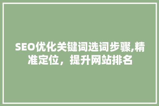 SEO优化关键词选词步骤,精准定位，提升网站排名
