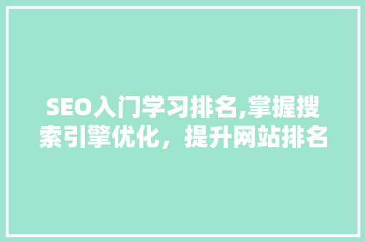 SEO入门学习排名,掌握搜索引擎优化，提升网站排名的方法