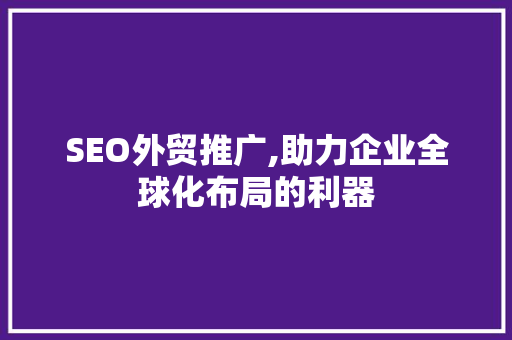 SEO外贸推广,助力企业全球化布局的利器