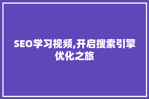 SEO学习视频,开启搜索引擎优化之旅
