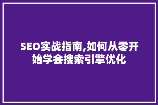 SEO实战指南,如何从零开始学会搜索引擎优化