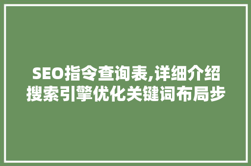 SEO指令查询表,详细介绍搜索引擎优化关键词布局步骤