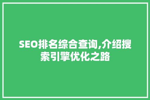 SEO排名综合查询,介绍搜索引擎优化之路