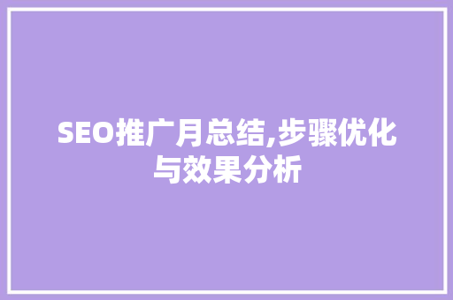 SEO推广月总结,步骤优化与效果分析