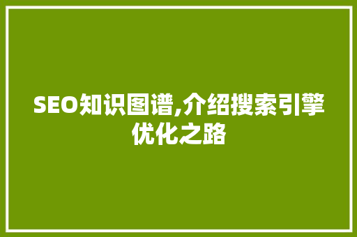 SEO知识图谱,介绍搜索引擎优化之路