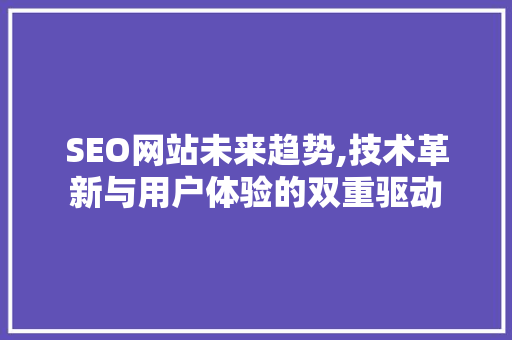 SEO网站未来趋势,技术革新与用户体验的双重驱动