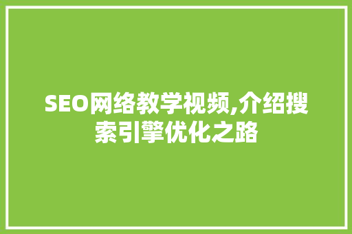 SEO网络教学视频,介绍搜索引擎优化之路