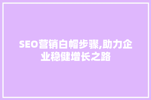 SEO营销白帽步骤,助力企业稳健增长之路  第1张