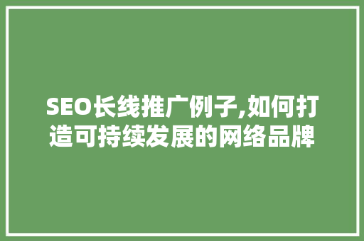SEO长线推广例子,如何打造可持续发展的网络品牌