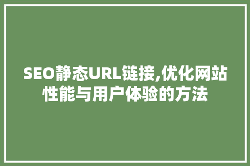 SEO静态URL链接,优化网站性能与用户体验的方法