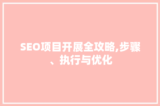SEO项目开展全攻略,步骤、执行与优化