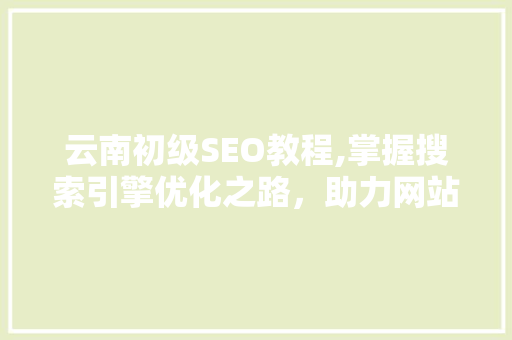 云南初级SEO教程,掌握搜索引擎优化之路，助力网站提升排名