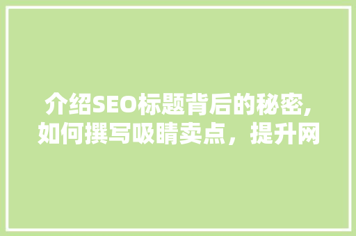 介绍SEO标题背后的秘密,如何撰写吸睛卖点，提升网站流量