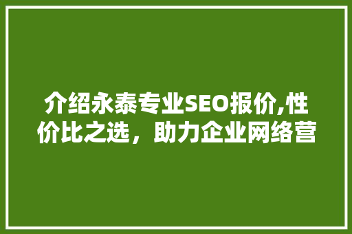 介绍永泰专业SEO报价,性价比之选，助力企业网络营销腾飞