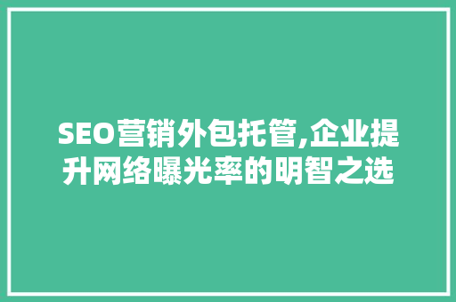 SEO营销外包托管,企业提升网络曝光率的明智之选