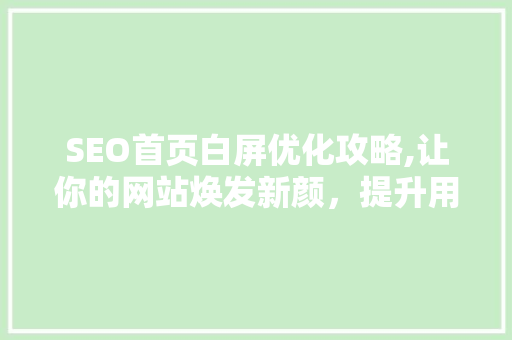 SEO首页白屏优化攻略,让你的网站焕发新颜，提升用户体验