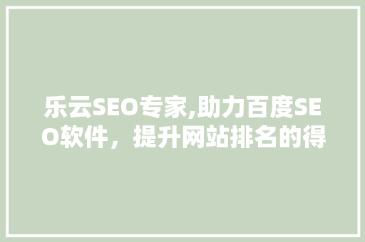 乐云SEO专家,助力百度SEO软件，提升网站排名的得力助手