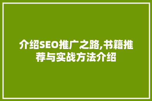 介绍SEO推广之路,书籍推荐与实战方法介绍