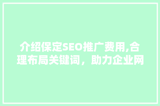 介绍保定SEO推广费用,合理布局关键词，助力企业网络营销腾飞