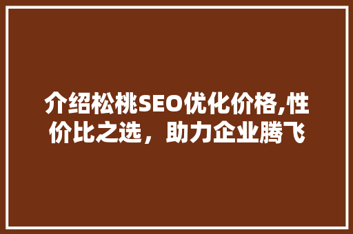 介绍松桃SEO优化价格,性价比之选，助力企业腾飞