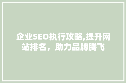 企业SEO执行攻略,提升网站排名，助力品牌腾飞