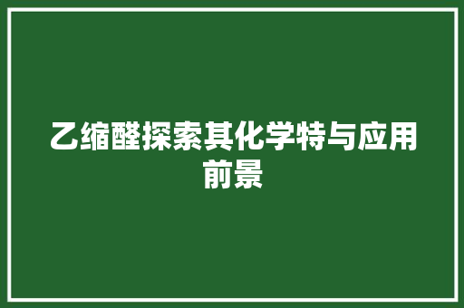 乙缩醛探索其化学特与应用前景