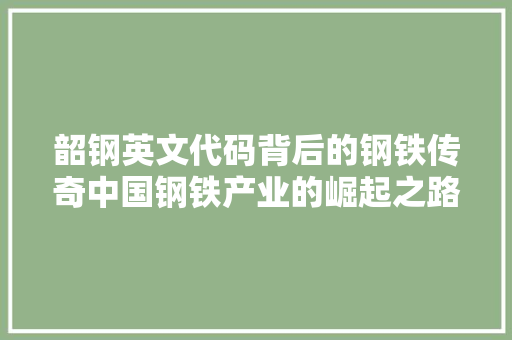 韶钢英文代码背后的钢铁传奇中国钢铁产业的崛起之路