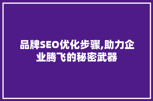 品牌SEO优化步骤,助力企业腾飞的秘密武器