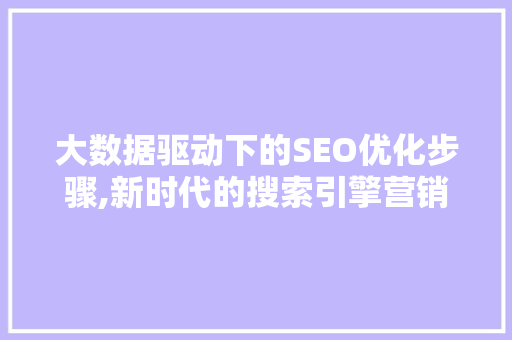 大数据驱动下的SEO优化步骤,新时代的搜索引擎营销之路