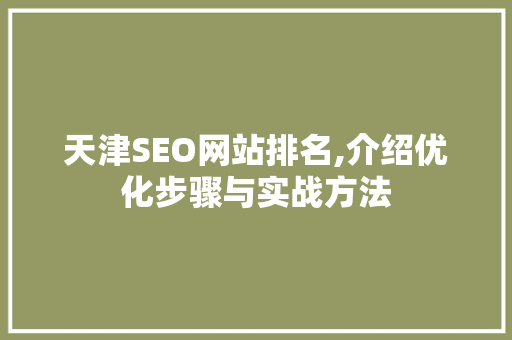 天津SEO网站排名,介绍优化步骤与实战方法