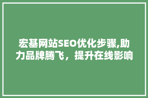宏基网站SEO优化步骤,助力品牌腾飞，提升在线影响力