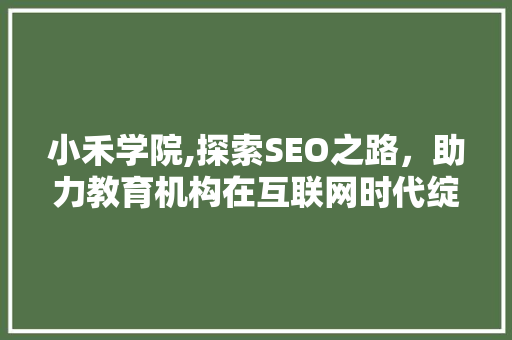 小禾学院,探索SEO之路，助力教育机构在互联网时代绽放光彩