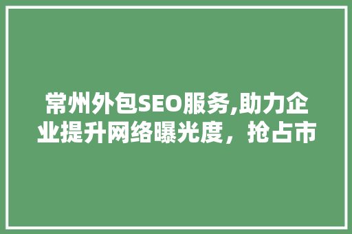 常州外包SEO服务,助力企业提升网络曝光度，抢占市场先机